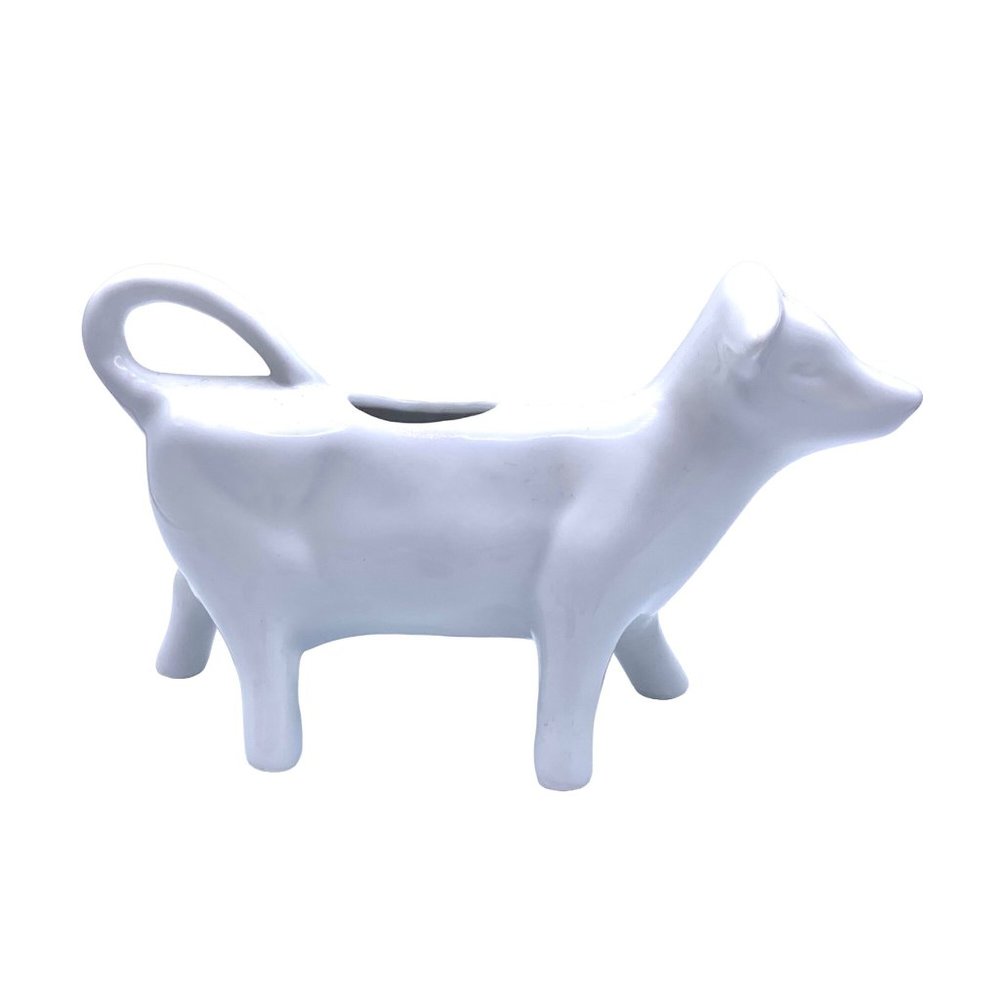 Vintage White Cow Creamer Milk Pitcher Porcelain Farm House Country Moo Handle - Picture 4 of 9